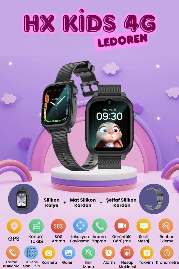 Hx Kids 4g Max Sim Kartlı Harvox Akıllı Çocuk Saati Gps Konum Takibi Görüntülü Konuşma 4g Destekli - Image 1