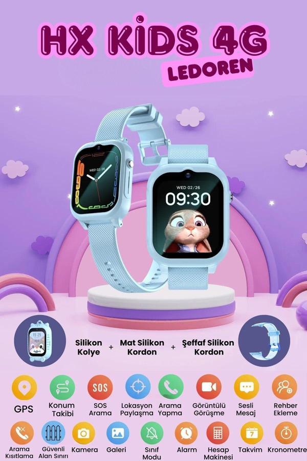 Hx Kids 4g Max Sim Kartlı Harvox Akıllı Çocuk Saati Gps Konum Takibi Görüntülü Konuşma 4g Destekli - Image 1