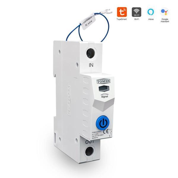 Tomzn Akıllı Voltaj ve Akım Koruma Rölesi, Sıcaklık Korumalı WiFi SmartLife Tuya 63A - Tek Kutup - Image 1