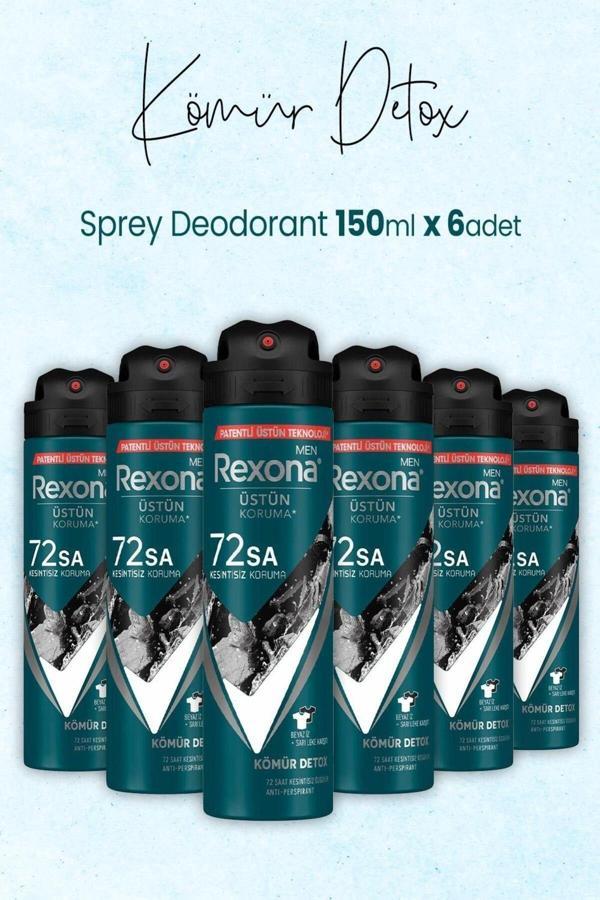 Men Sprey Deodorant Kömür Detox 150 ml x 6 Adet - Image 1