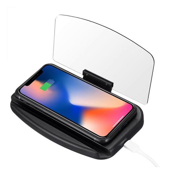 FR-425 Qi Kablosuz Şarjlı HUD Telefon Tutucu Navigasyon Araç Ekranı Yansıtmalı ve Şarj Standı - Image 1