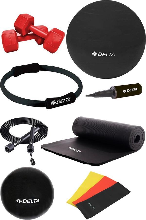 Delta PSS 15 mm Minder 55 cm Pilates Topu Çemberi 2 kg Dambıl Seti - Image 1