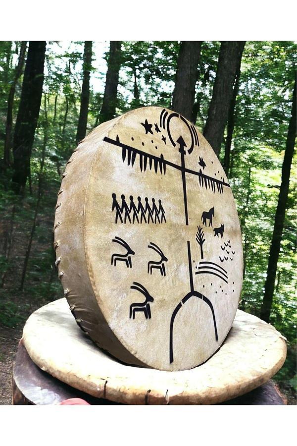 İmece Şaman Davulu Özel Motifli Tokmak Ve Kılıf Hediye - Image 1