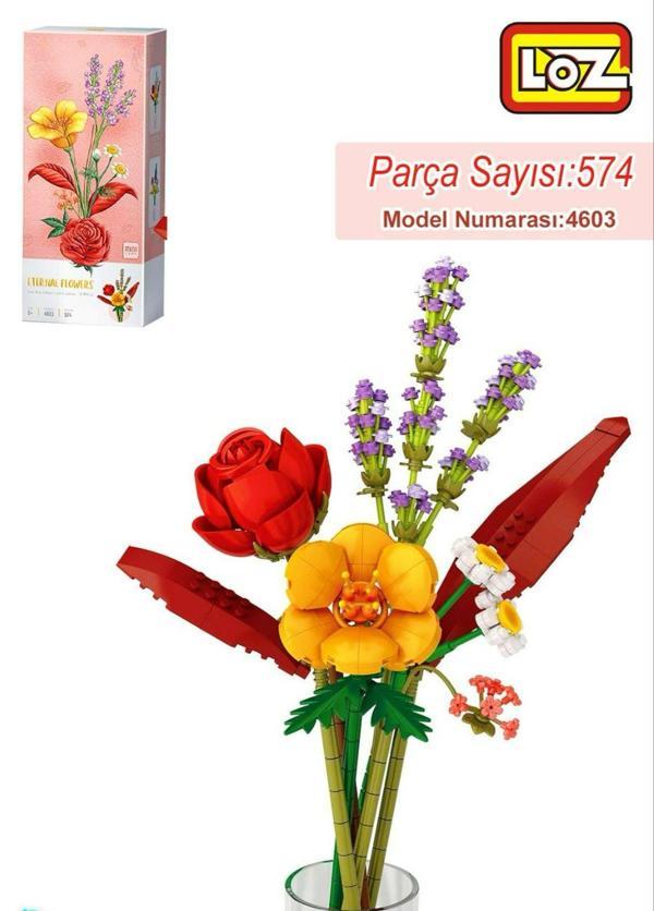 LOZ Eternal Flowers Parçalı Yapım Seti – Gül, Hibiskus, Lavanta ve Papatya (574 Parça) - Image 1