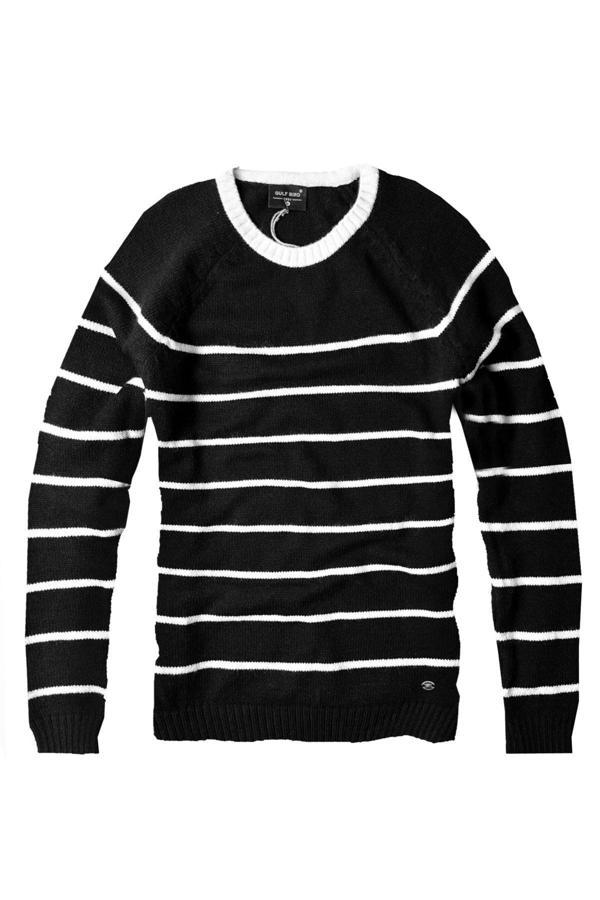 Luxry Bisiklet Yaka Yün Erkek Kazak--siya Çizgi-- - Image 1