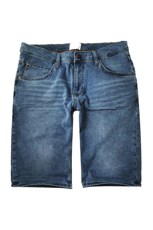 Slim Fit Esnek Rahat Kumaş Mavi Kısa Kot Şort - Image 1