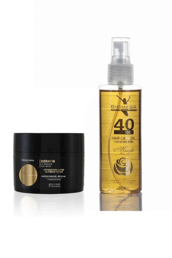 Essentiel Keratin Maske 150 ml+Biomega 40 Bitkili Doğal Saç Bakım Yağı 150 ml 558956116554 - Image 1