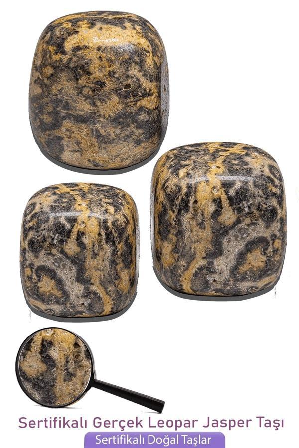 Sertifikalı Doğal Leopar Kahverengi Sarı Jasper Taşı Kütle - Image 1