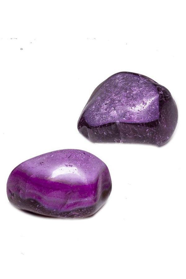 Sertifikalı Doğal Mor Pembe Kalsedonlu Akik Taşı Kütle - Tamburlanmış (3-4 Cm) - Image 1
