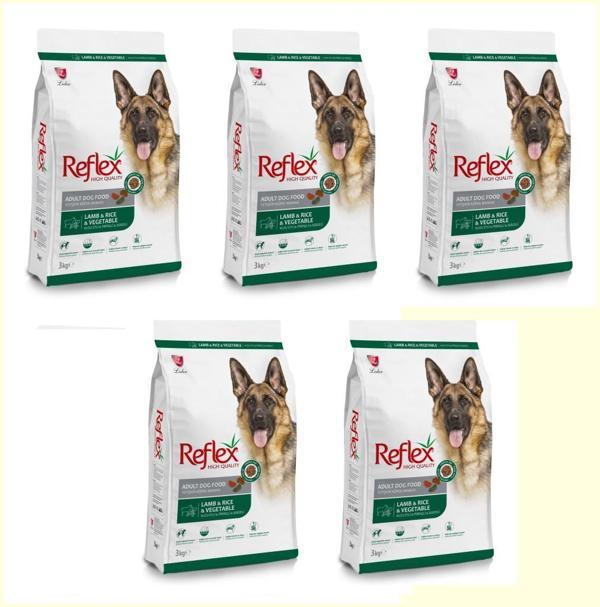 Reflex Kuzulu, Pirinçli ve Sebzeli Yüksek Kaliteli Köpek Maması 3 Kg*5 ADET - Image 1