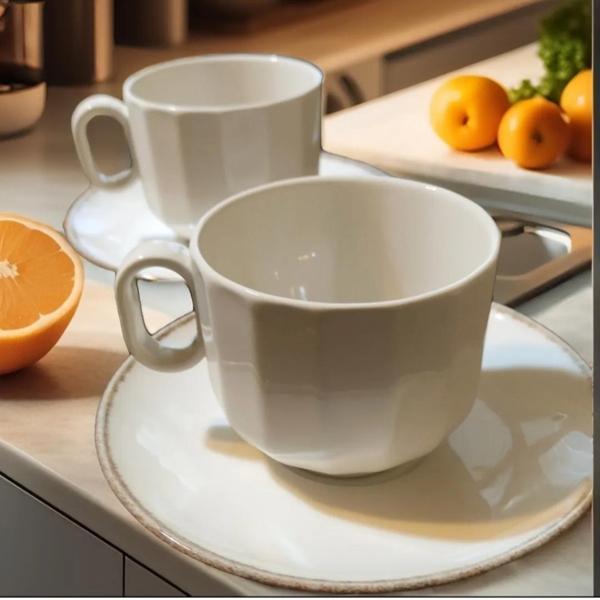 Kütahya Porselen 190 cc 6 Kişilik Çay Nnescafe Duble Türk Kahvesi Fincan Takımı Latte, Mocha - Image 1