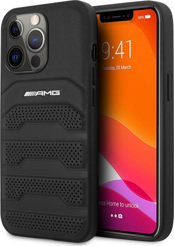 AMG iPhone 14 Pro Uyumlu Orjinal Lisanslı Kılıf Leather Deri Çizgili Kabartmalı Dizayn Kapak - Image 1