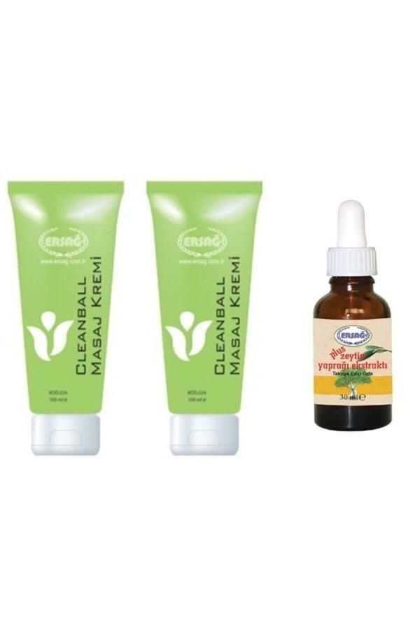 Cleanball Masaj Kremi 100 Ml 2 Adet & Plus Zeytin Yaprağı Ekstraktı 30 Ml - Image 1