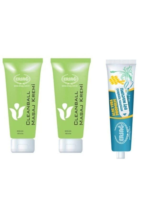 Cleanball Masaj Kremi 100 Ml 2 Adet + Diş Macunu 100 Ml Aloevera Propolis - Image 1