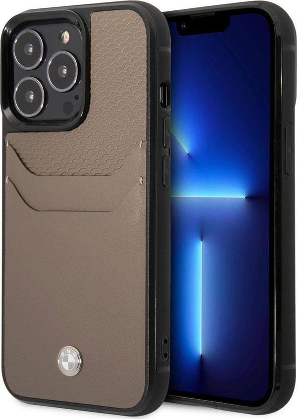 BMW iPhone 14 Pro Uyumlu Orjinal Lisanslı Ürün Kılıf Deri Kartlıklı Dizayn Kapak - Image 1