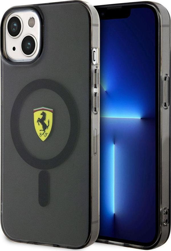 Ferrari iPhone 14 Plus Uyumlu Orjinal Lisanslı Kılıf Magsafe Şarj Yarı Transparan Dizayn Kapak - Image 1