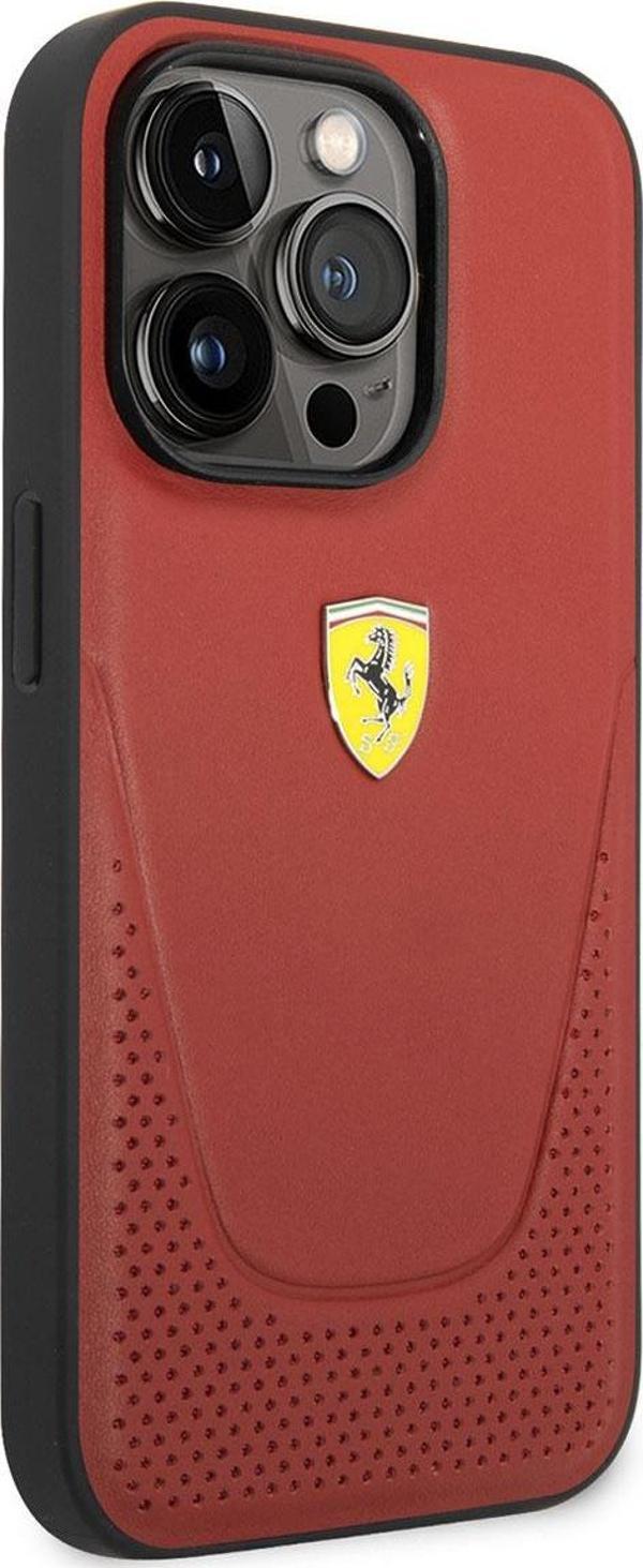 Ferrari iPhone 14 Pro Max Uyumlu Orjinal Lisanslı Kılıf Deri Delikli Dizayn Kapak - Image 1