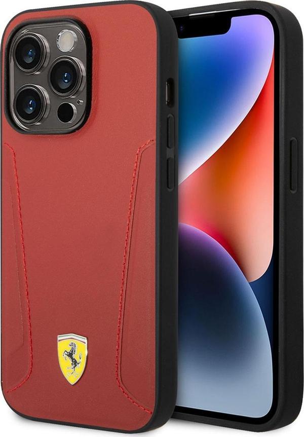 Ferrari iPhone 14 Pro Max Uyumlu Orjinal Lisanslı Kılıf Magsafe Şarj Deri Kenarları Dalı Dizayn Kapak - Image 1