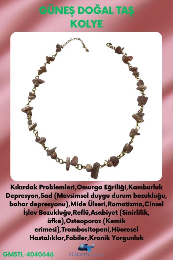 Güneş Doğal Taş Özel Tasarım Kolye AAA Kalite Sürpriz Hediyeli - Image 1