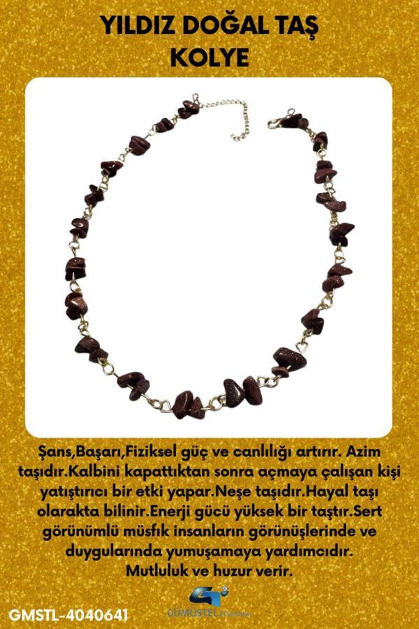 Yıldız Doğal Taş Özel Tasarım Kolye Kahverengi AAA Kalite SÜrpriz - Image 1