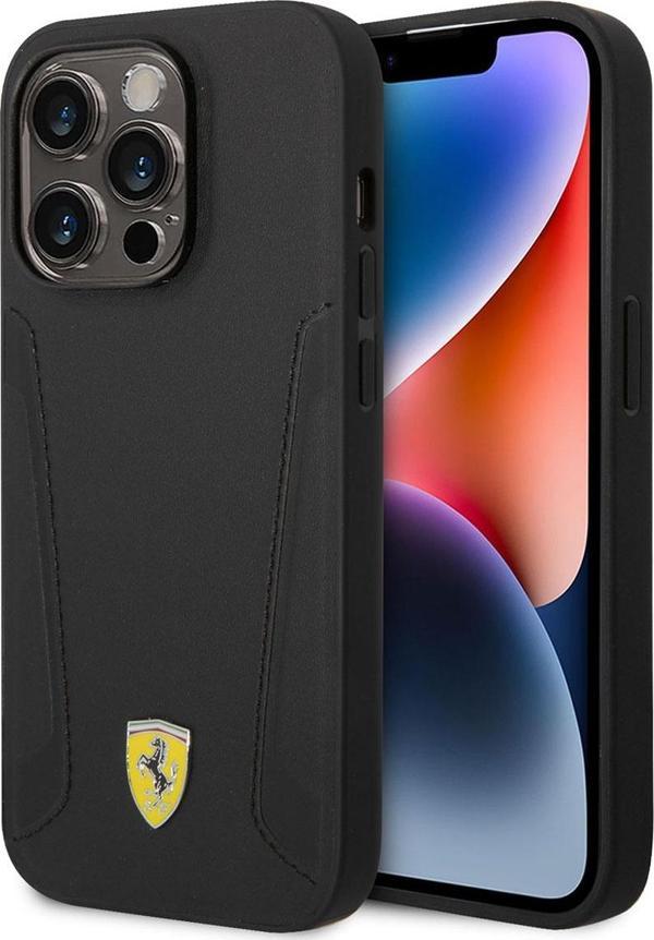 Ferrari iPhone 14 Pro Uyumlu Orjinal Lisanslı Kılıf Magsafe Şarj Deri Kenarları Dalı Dizayn Kapak - Image 1