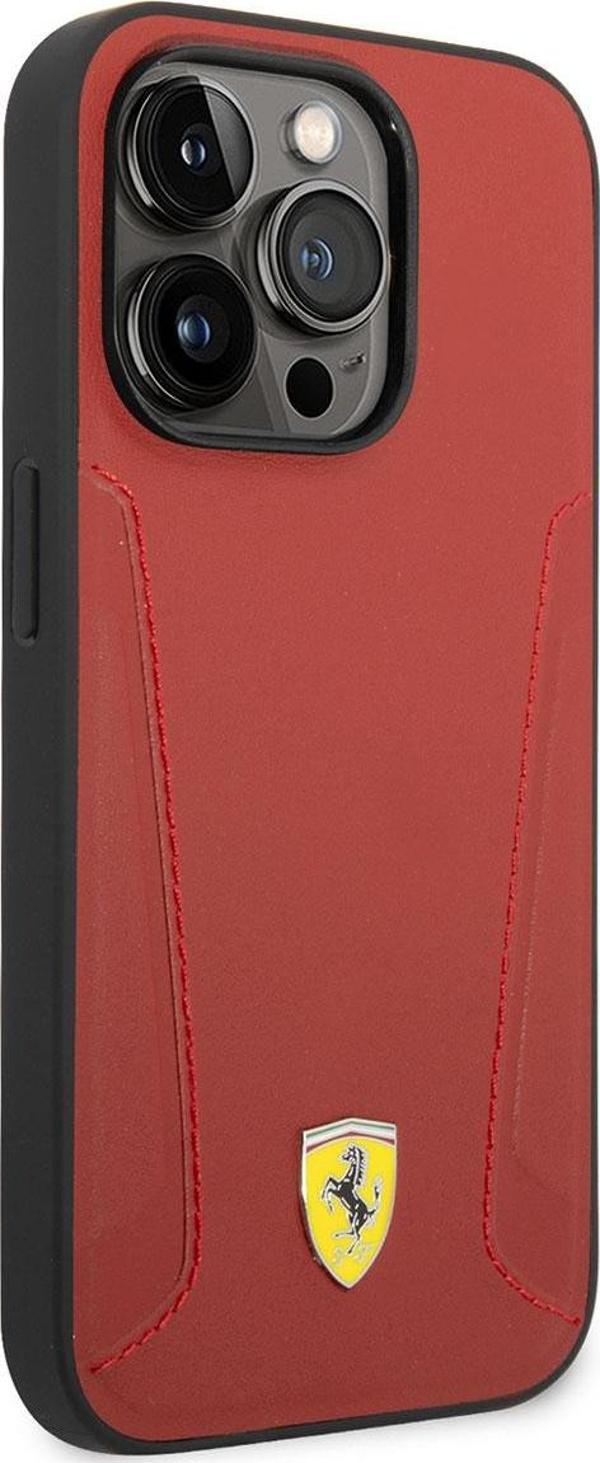 Ferrari iPhone 14 Pro Uyumlu Orjinal Lisanslı Kılıf Magsafe Şarj Deri Kenarları Dalı Dizayn Kapak - Image 1