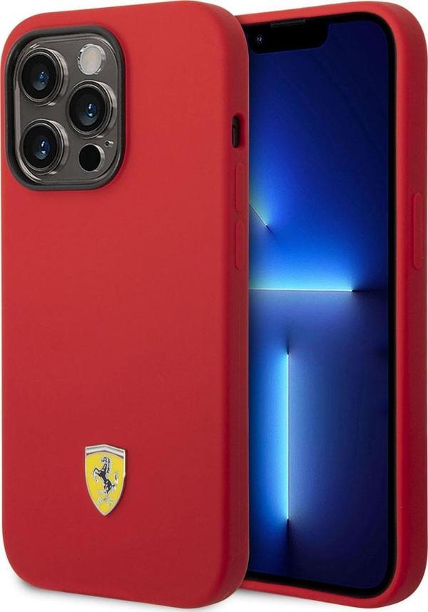 Ferrari iPhone 14 Pro Uyumlu Orjinal Lisanslı Kılıf Magsafe Şarj Metal Logo Dizayn Kapak - Image 1