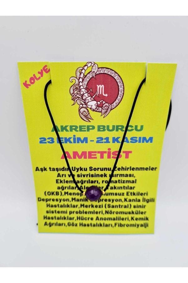 Akrep Burcu Ametist Taşı Doğal Taş Kolye - Image 1