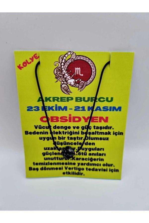 Akrep Burcu Obsidyen Taşı Doğal Taş Kolye - Image 1