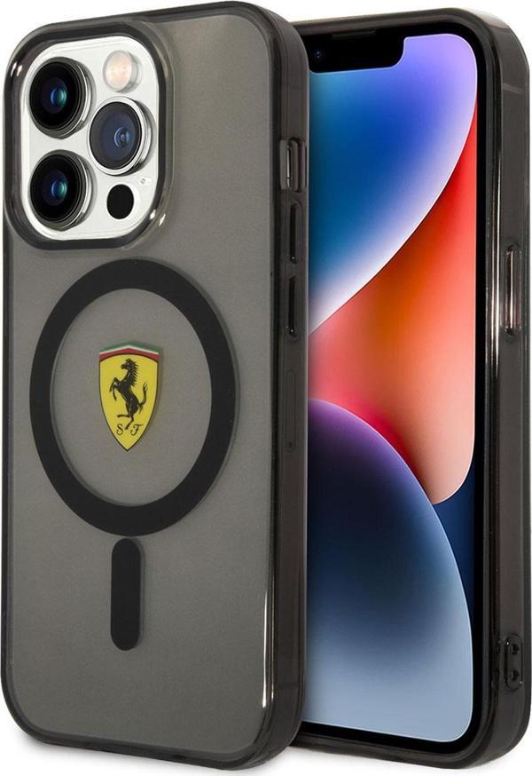 Ferrari iPhone 14 Pro Uyumlu Orjinal Lisanslı Kılıf Magsafe Şarj Yarı Transparan Dizayn Kapak - Image 1