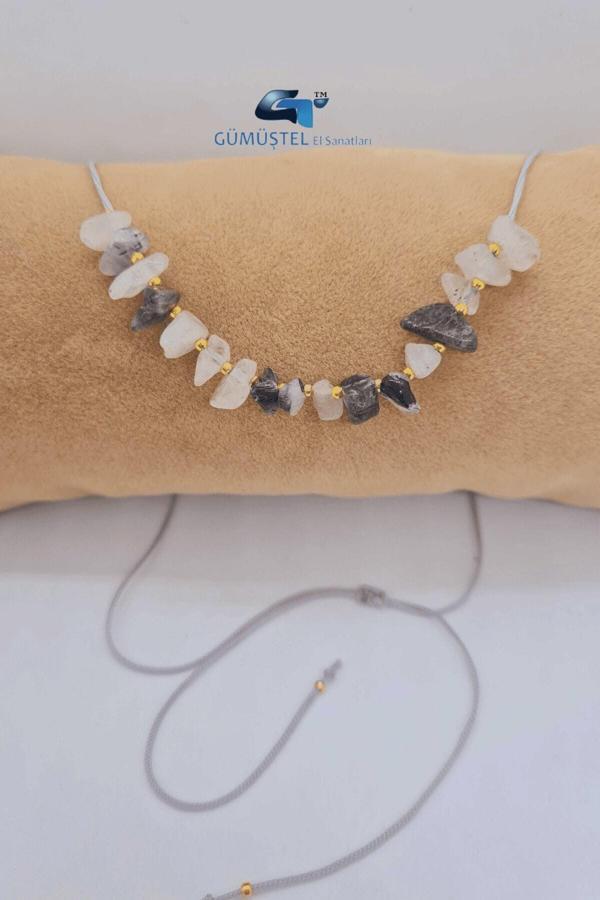 Rutil Kuvars Melek Saçı Taşı Tasarım Kolye Ayarlanabilir Orijinal Doğal Taş Çok Fonksiyonlu Kolye - Image 1