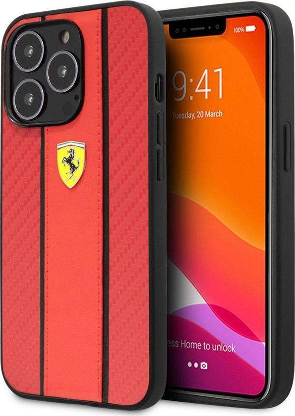 Ferrari iPhone 14 Pro Uyumlu Orjinal Lisanslı Kılıf PU Deri Ve Karbon Dizayn Kapak - Image 1