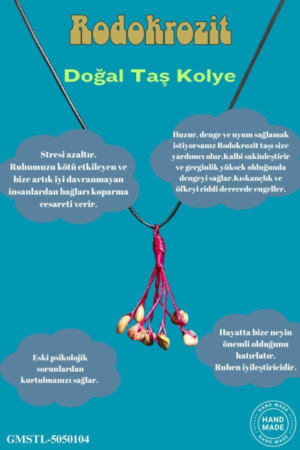 Sertifikalı Orijinal Doğal Taş Taşı El Yapımı Bakır Tel Sarma Kolye - Image 1