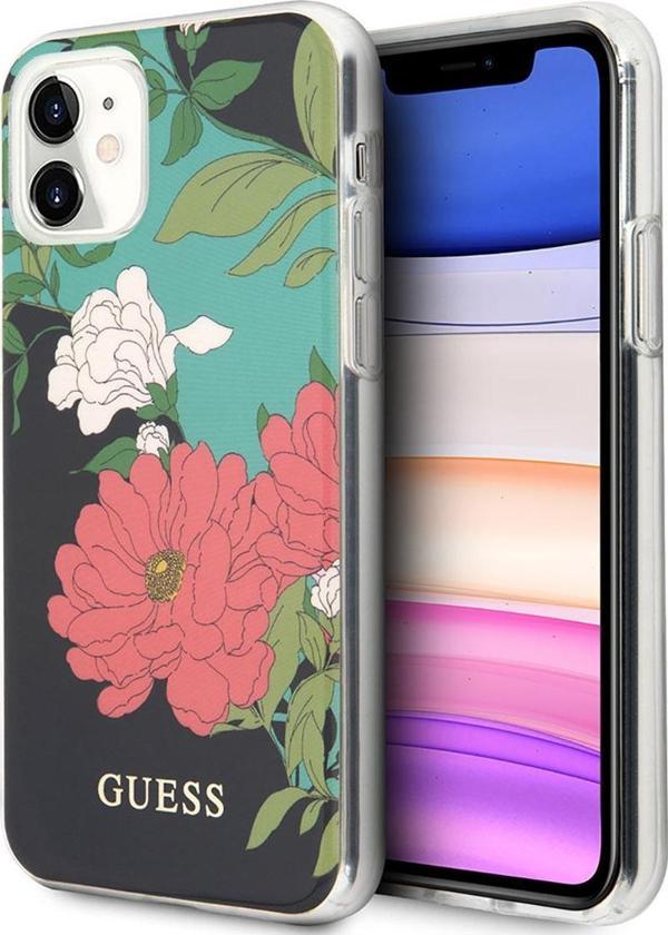 Guess iPhone 11 Uyumlu Orjinal Lisanslı Kılıf Çiçek Desenli Tasarım Kapak - Image 1