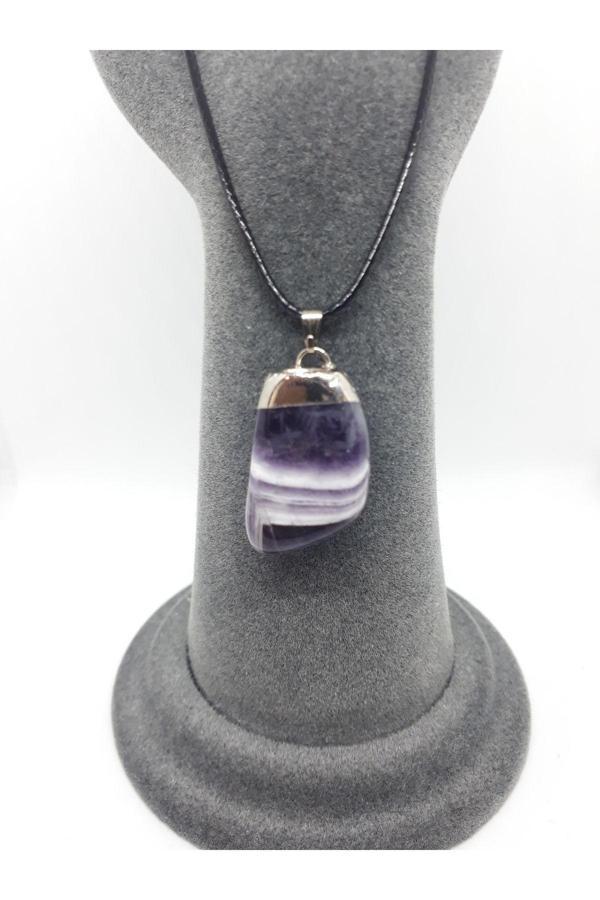 Ametist Taşı Doğal Taş Kolye (Zincir ve İp Dahil) - Image 1