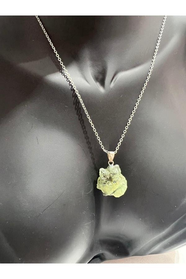 Sertifikalı Orijinal Işlenmemiş Doğal Taş Prehnite Kolye - Image 1