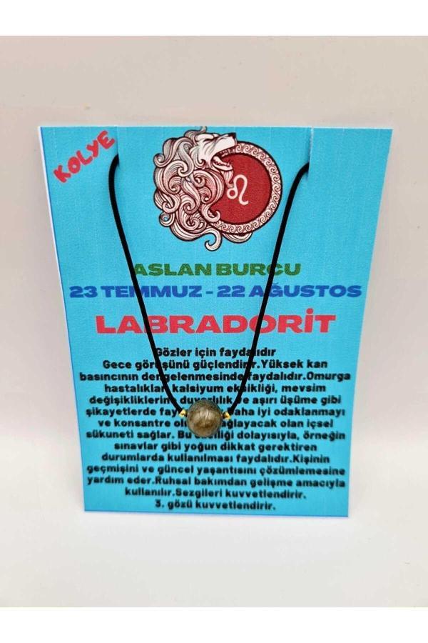 Aslan Burcu Labradorit Taşı Doğal Taş Kolye - Image 1