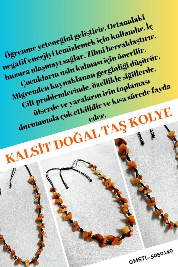 Kalsit Doğal Taş Tasarım Kolye - Image 1