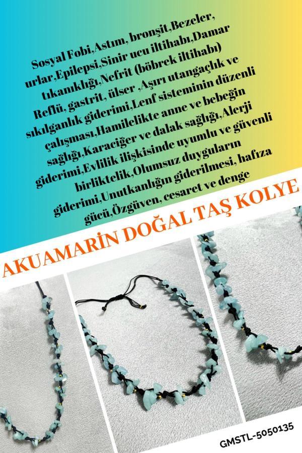 Sertifikalı Akuamarin Doğal Taş Tasarım Kolye - Image 1