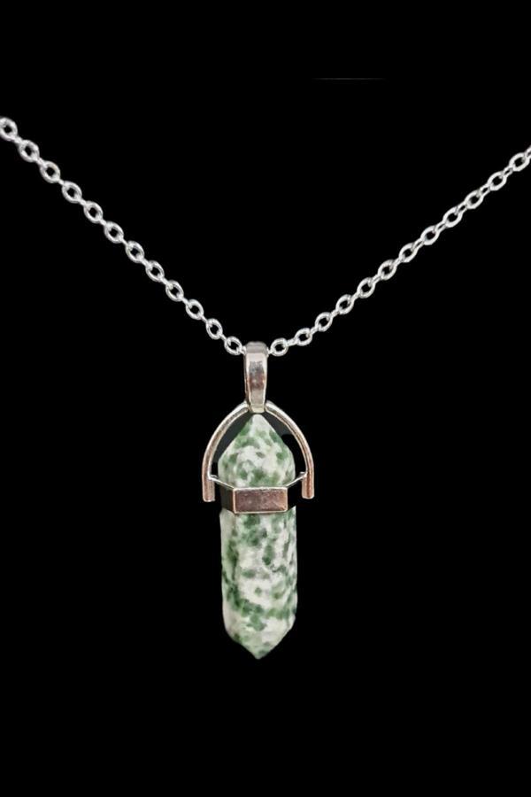 Kambaba Jasper Doğal Taş Pandül Kolye Zincir Dahil - Image 1