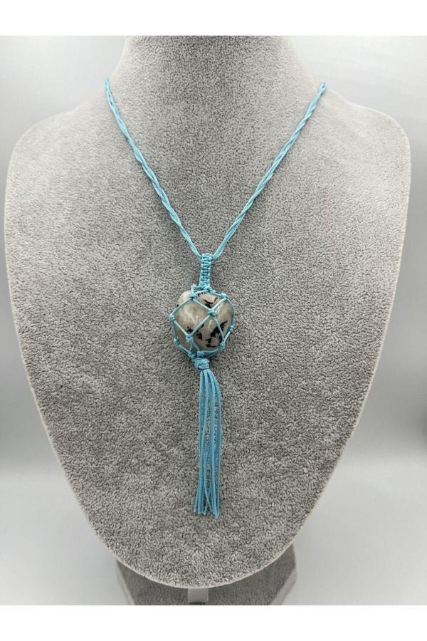 Aytaşı Doğal Taş Tasarım Kolye El Yapımı Örgü Model Aaa Kalite - Image 1