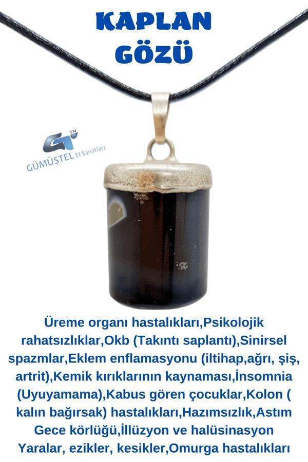 Kaplan Gözü Doğal Taş Kolye AAA Kalite Zincir Hediyeli - Image 1