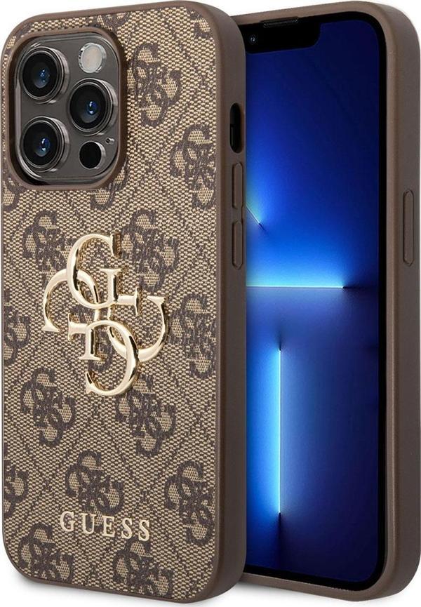 Guess iPhone 14 Pro Max Uyumlu Orjinal Lisanslı Kılıf PU Deri Büyük Metal Logo Dizaynlı Kapak - Image 1