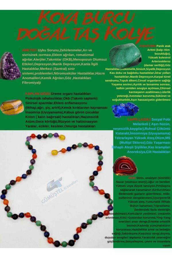 Sertifikalı Özel Tasarım Kova Burcu Kolye Akik Sodalit Havlit Krizokol Kristal Kuvars - Image 1