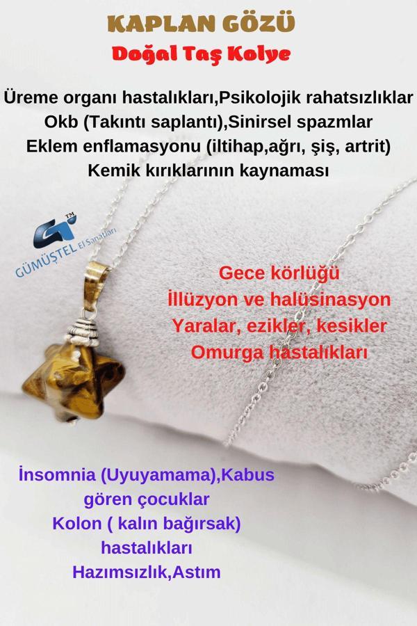 Kaplan Gözü Doğal Taş Kolye Özel Kesim Zincir Hediyeli - Image 1