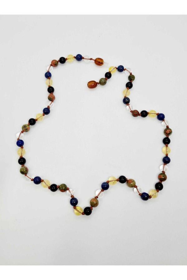 Sertifikalı Özel Tasarım Yay Burcu Kolye Unakit Oniks Sitrin Lapis Lazuli Kristal Kuvars - Image 1