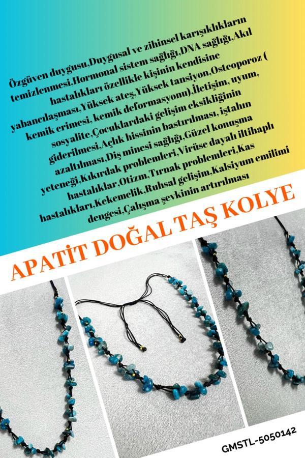 Sertifikalı Apatit Doğal Taş Tasarım Kolye - Image 1