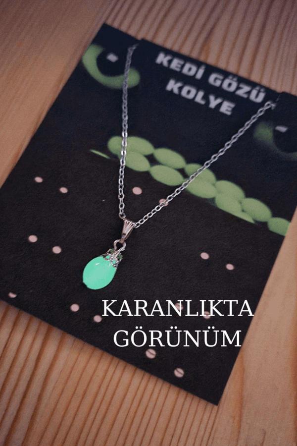 Kedi Gözü Kolye Karanlıkta Parlar Sürpriz Hediyeli - Image 1