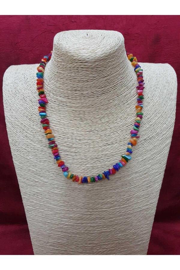 Sertifikalı Renkli Sedef Taşı Doğal Taş Kolye - Image 1