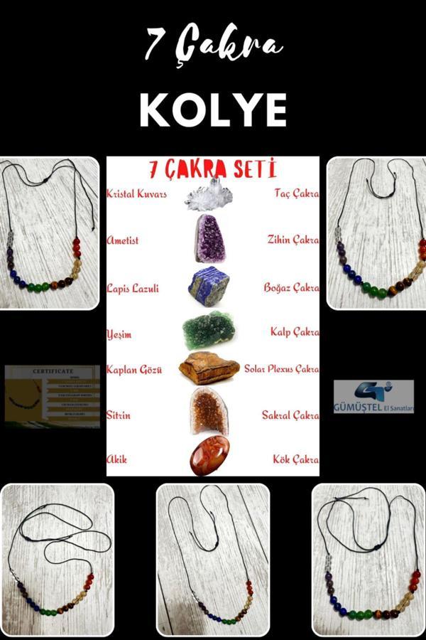 Sertifikalı Doğal Taş 7 Çakra Seti Kolye Özel Tasarım AAA Kalite - Image 1